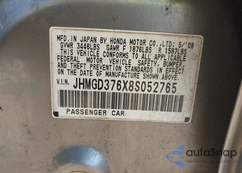 2008 Honda Fit Sport из США, поврежденный, VIN JHMGD376X8S052765